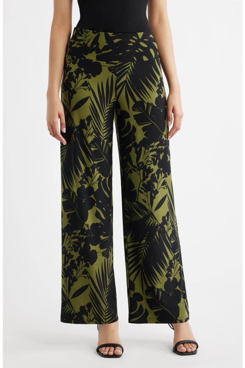 Pull-On High Waist Wide Leg Palazzo Pants, Main, color, BAY LEAF / ANNE BLACK
