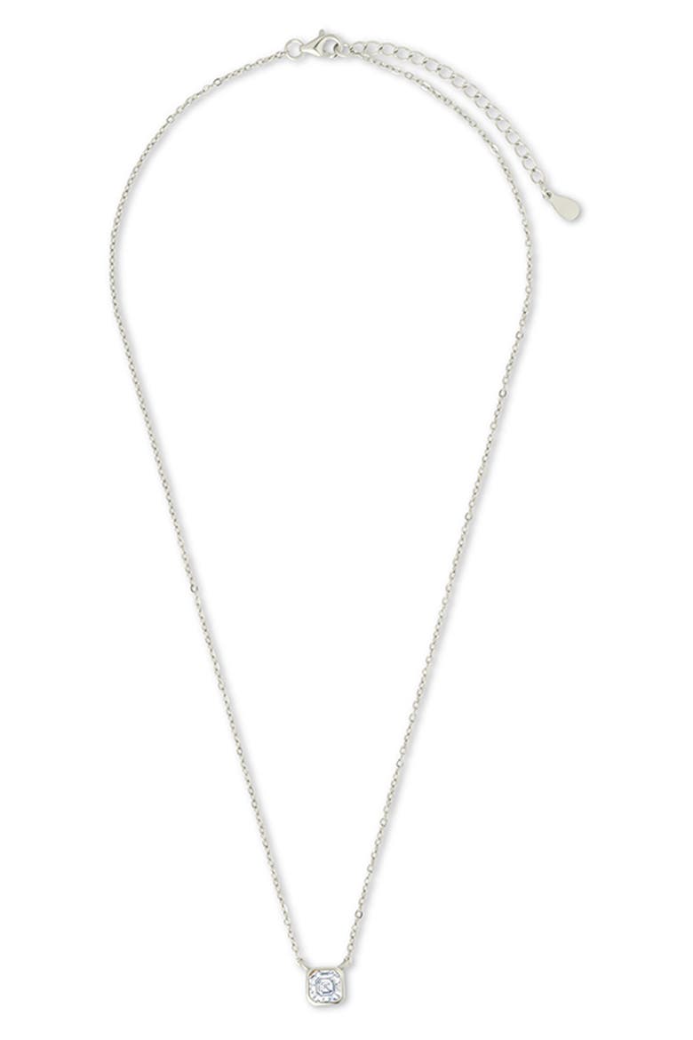 Asscher Cut Cubic Zirconia Pendant Necklace, Alternate, color, SILVER