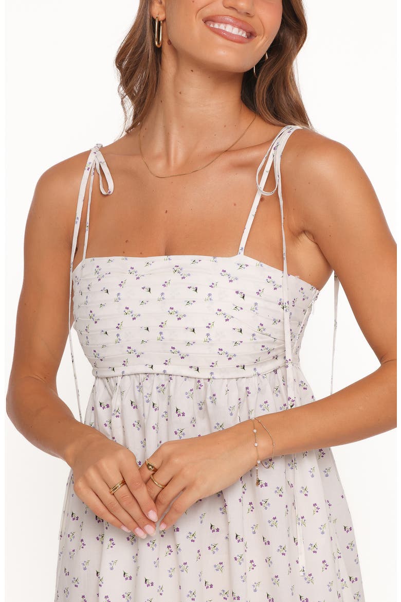 Ashtyn Pleated Bodice Maxi Sundress, Alternate, color, PURPLE DITSY FLORAL/ WHITE