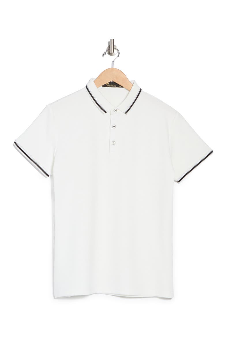 Slim Fit Stretch Cotton Knit Polo, Alternate, color, WHITE
