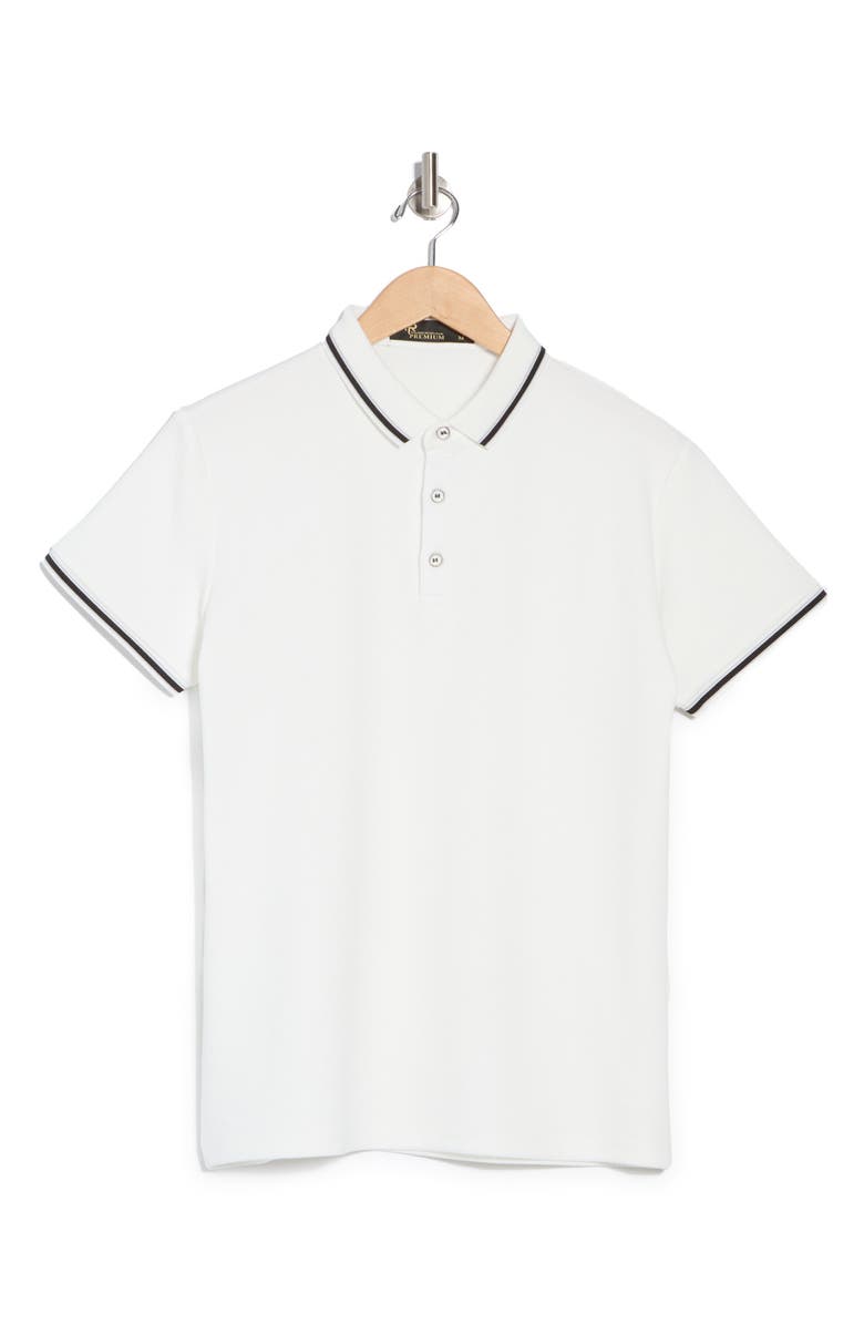T.R. PREMIUM Slim Fit Stretch Cotton Knit Polo, Alternate, color, White