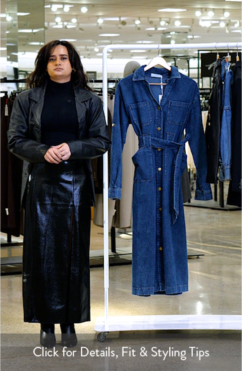 Ballina Tie Waist Long Sleeve Denim Midi Dress, sales video thumbnail