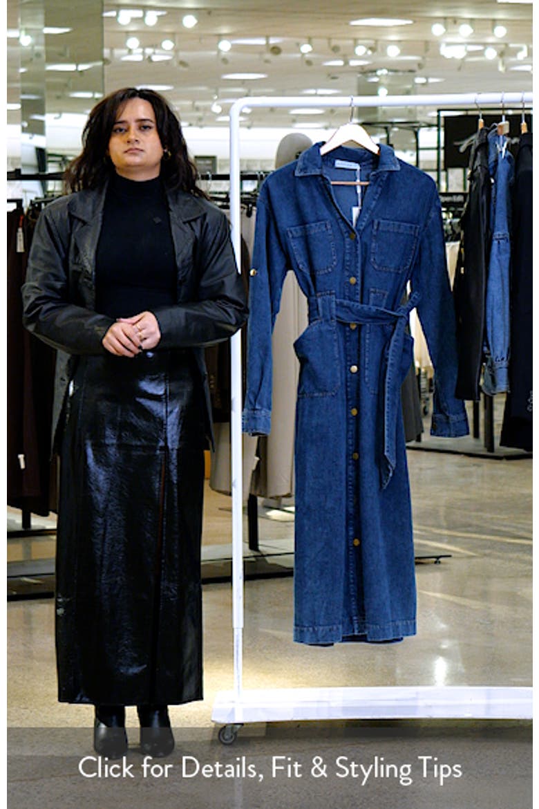 Ballina Tie Waist Long Sleeve Denim Midi Dress video