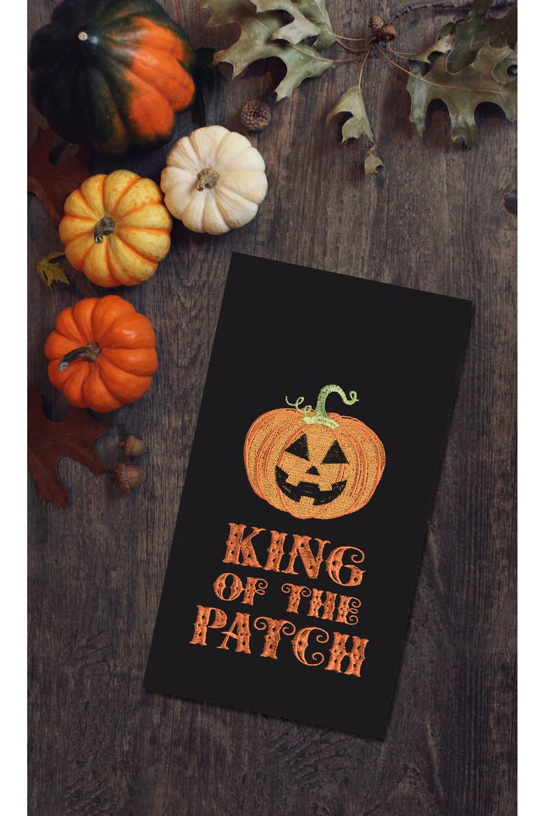 "King of the Patch" Halloween Jack O' Lantern 100% Cotton Flour Sack Dishtowel, Alternate, color, Black