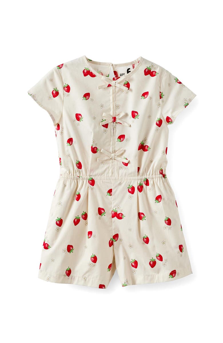 Cotton On Kids Kid's Woven Bow Playsuit, Main, color, Dark Vanilla Strawberry