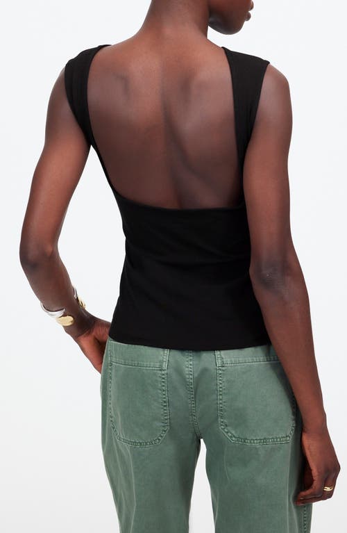 Madewell Low-back Cap-sleeve Tee In Jet Black