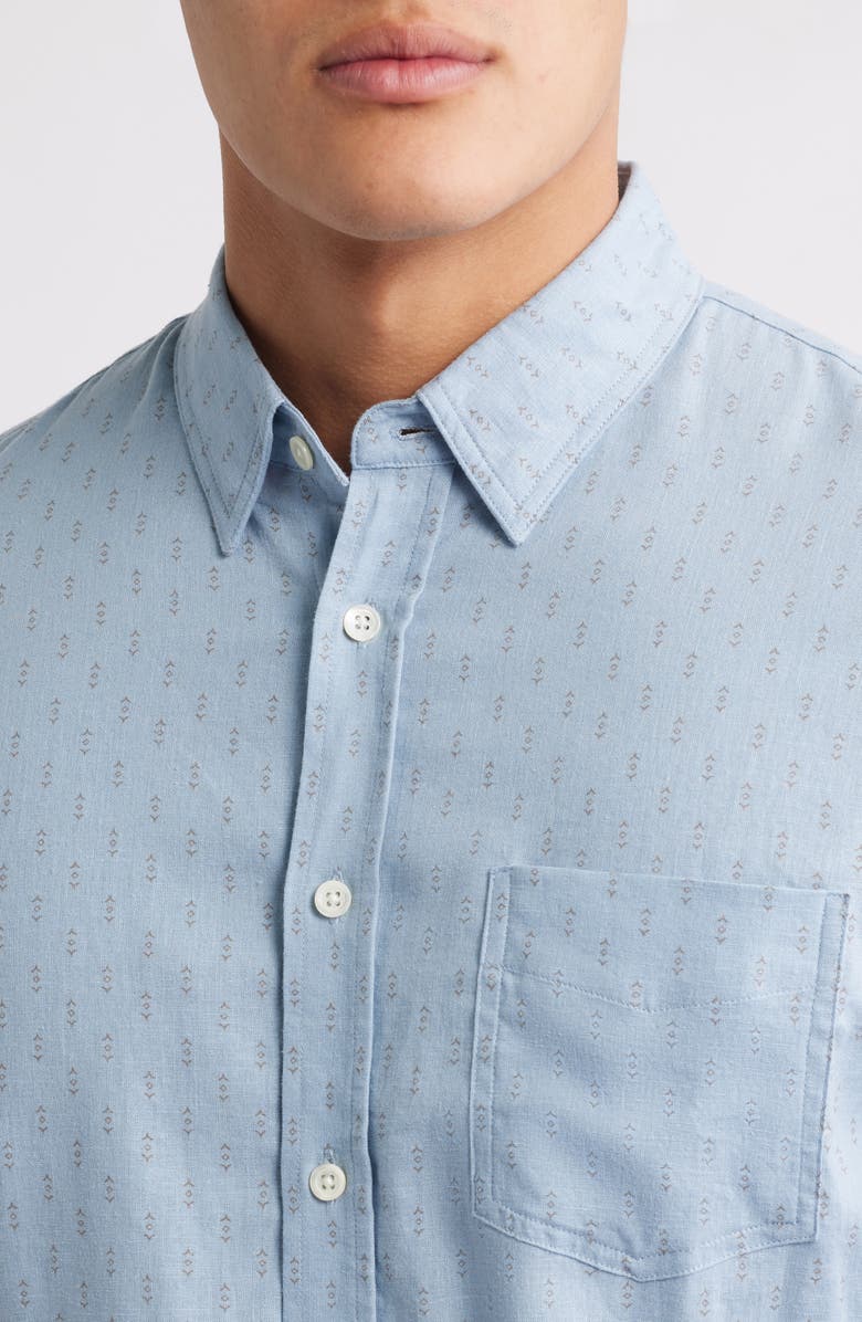 Rails Carson Short Sleeve Stretch Linen Blend Button-Up Shirt, Alternate, color, Arrow Dot Waterfall
