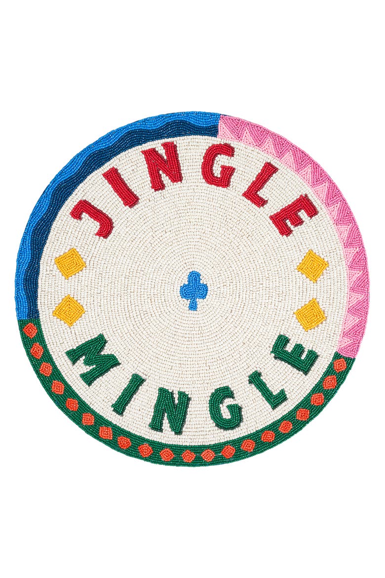 Dadri Beadded Placemat Jingle 14 In, Main, color, White
