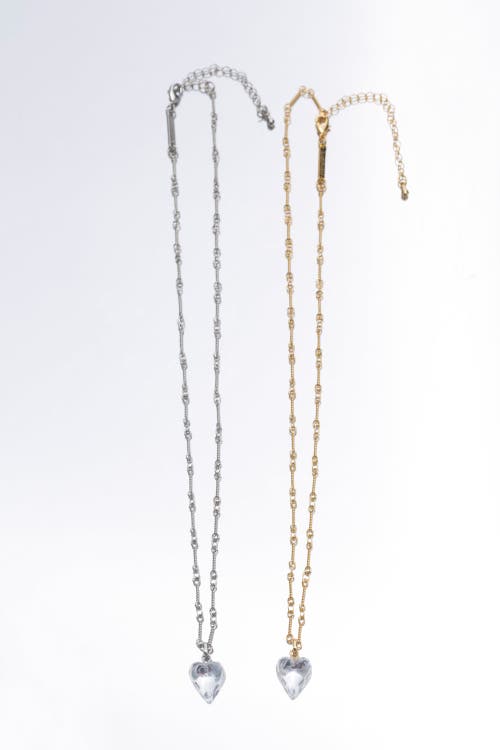 Classicharms Frost Heart Necklace And Earrings Set In Metallic