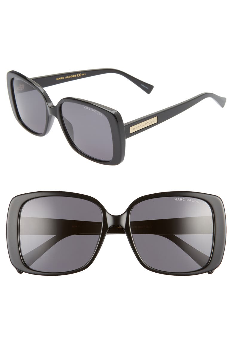 The Marc Jacobs 55mm Rectangular Sunglasses, Main, color,