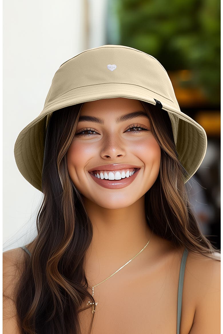 Lil Heart Bucket Hat, Alternate, color, Sesame Beige