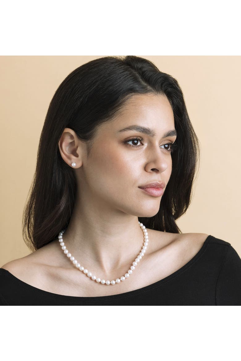 6.5-7.0mm Japanese Akoya Pearl Necklace & Earrings, Alternate, color, White Pearls