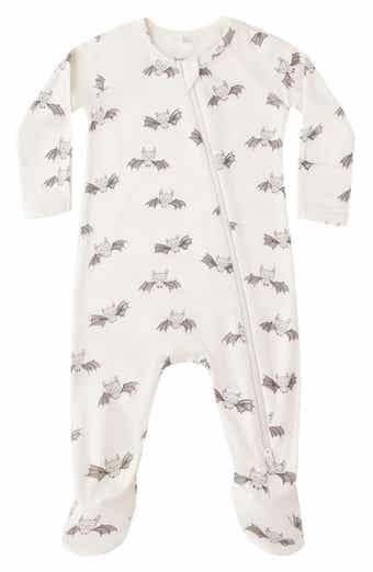 Bat Print Stretch Viscose Zip Footie