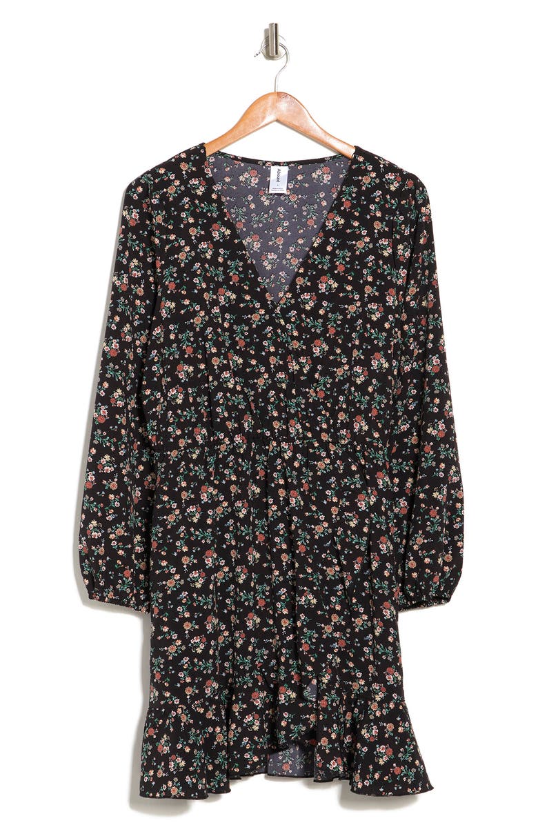 Abound Long Sleeve Ruffle Hem Wrap Dress, Alternate, color,