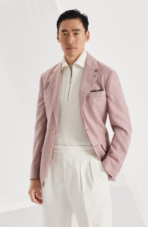 Brunello Cucinelli Houndstooth-pattern Blazer In Red