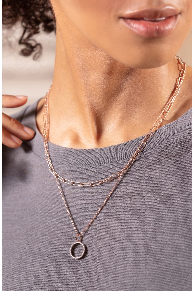 Naida Pavé Diamond Open Circle Pendant Necklace, Alternate, color, ROSE GOLD