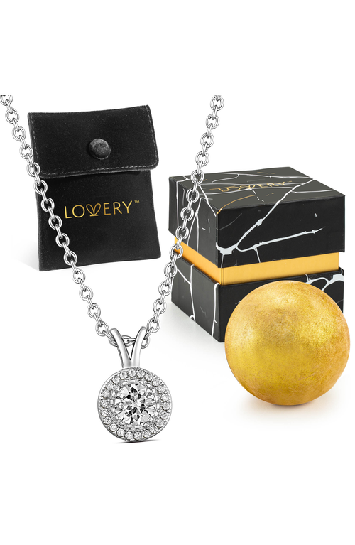 Lovery Sterling Silver Necklace With Pouch, Bath Bomb & Gift Box In Cluster Zirconium Stone