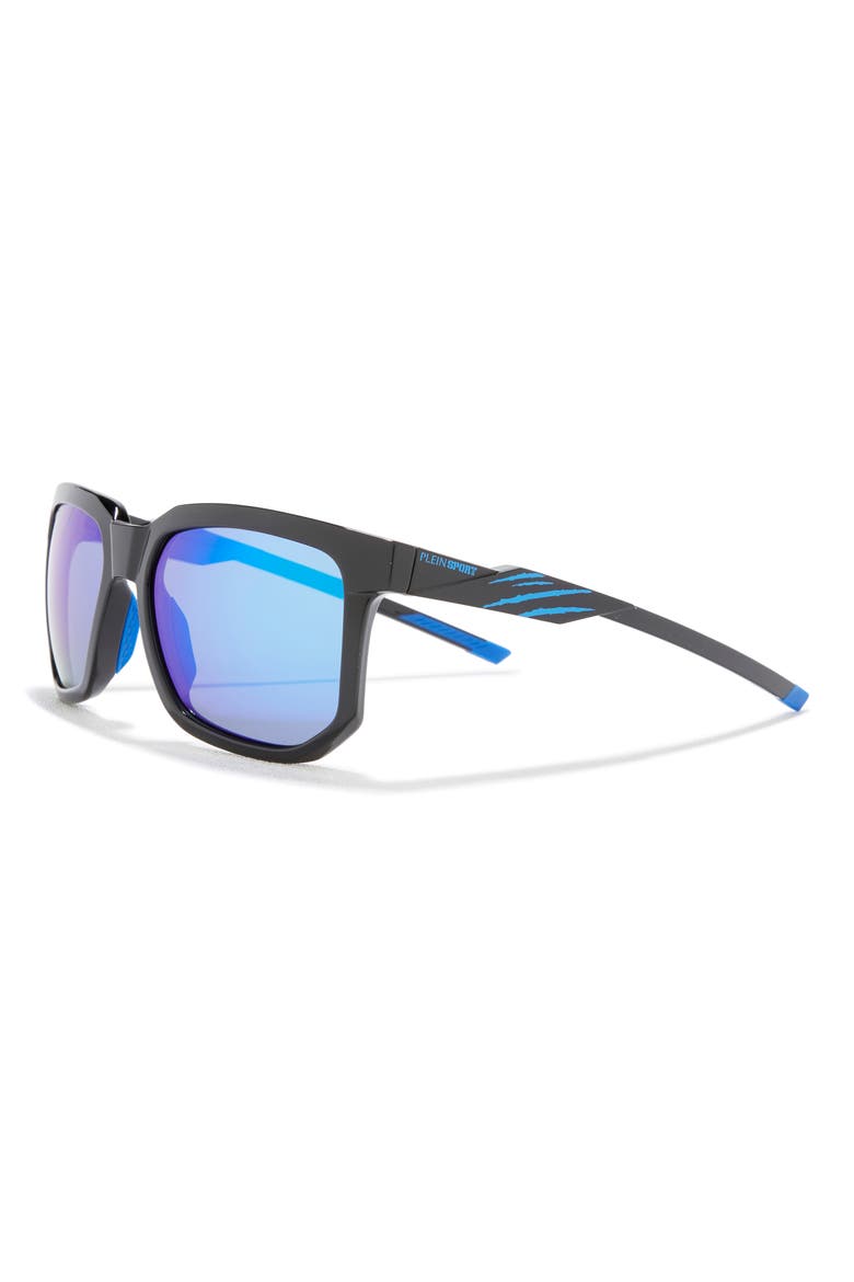 Sport 56mm Square Sunglasses, Alternate, color, BLACK BLACK BLUE