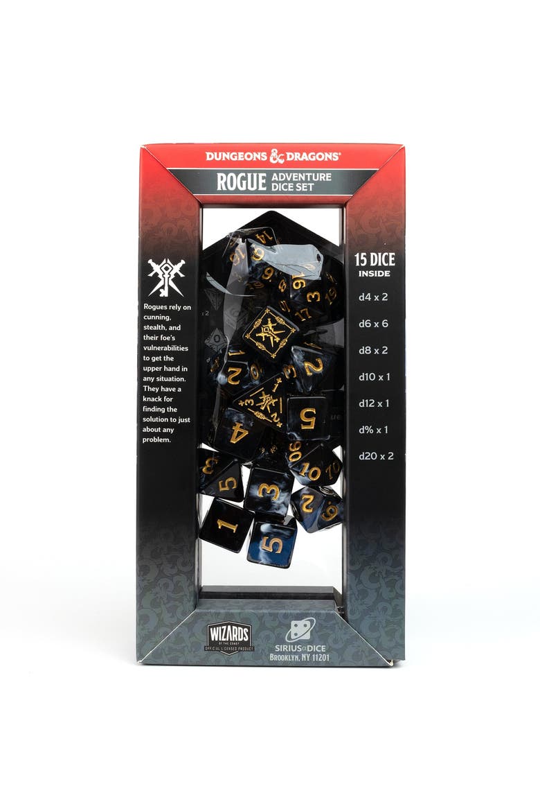 D&D Adventure Dice Rogue Black, 15 PieceRpg Die Set, Alternate, color, Black