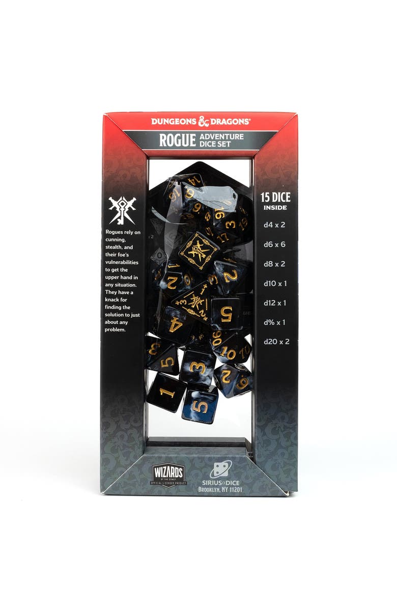 Dungeons & Dragons D&D Adventure Dice Rogue Black, 15 PieceRpg Die Set, Alternate, color, 