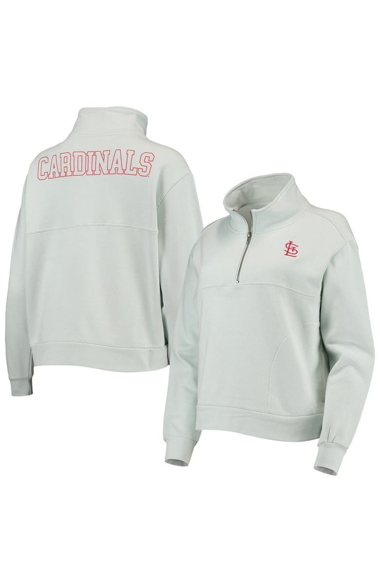 THE WILD COLLECTIVE Women's The Wild Collective Light Blue St. Louis Cardinals Two-Hit Quarter-Zip Pullover Top, Main, color, 