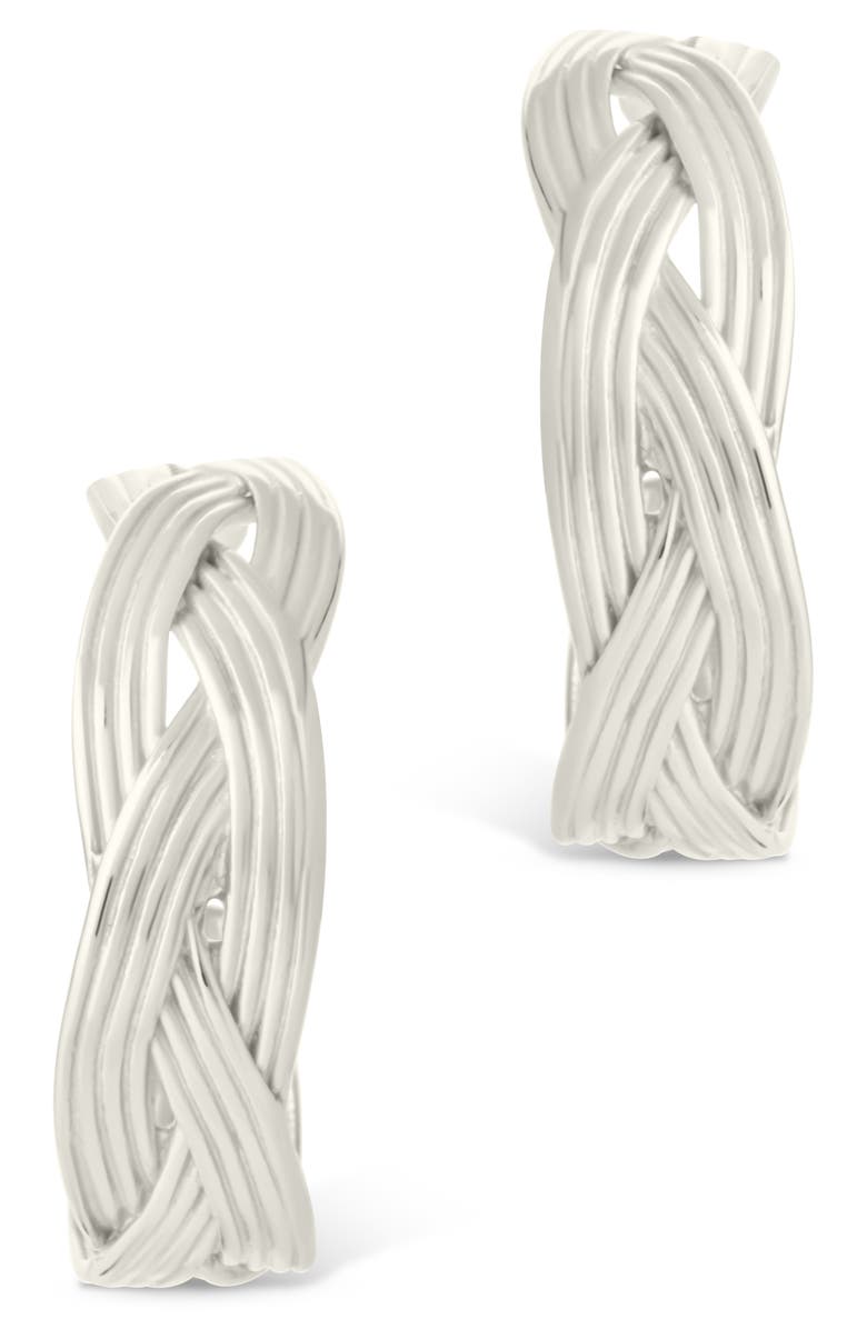 Sterling Forever Janet Ribbed Hoop Earrings, Alternate, color, Silver