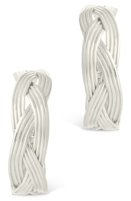 Sterling Forever Janet Ribbed Hoop Earrings In Metallic