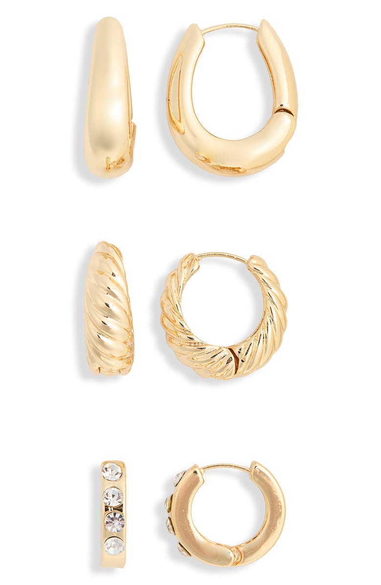 NATASHA 3-Pack Hoop Earrings, Main, color, Gold