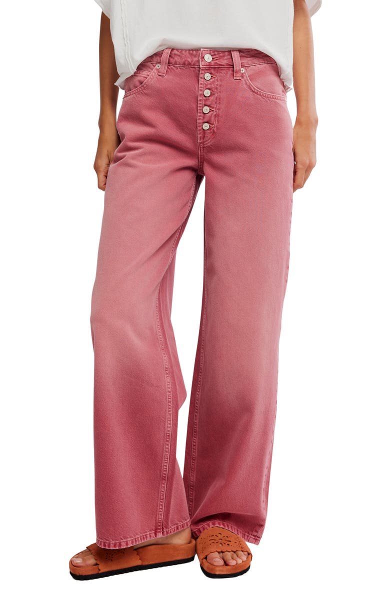 Free People Nia Exposed Button Boyfriend Jeans, Main, color, Baroque