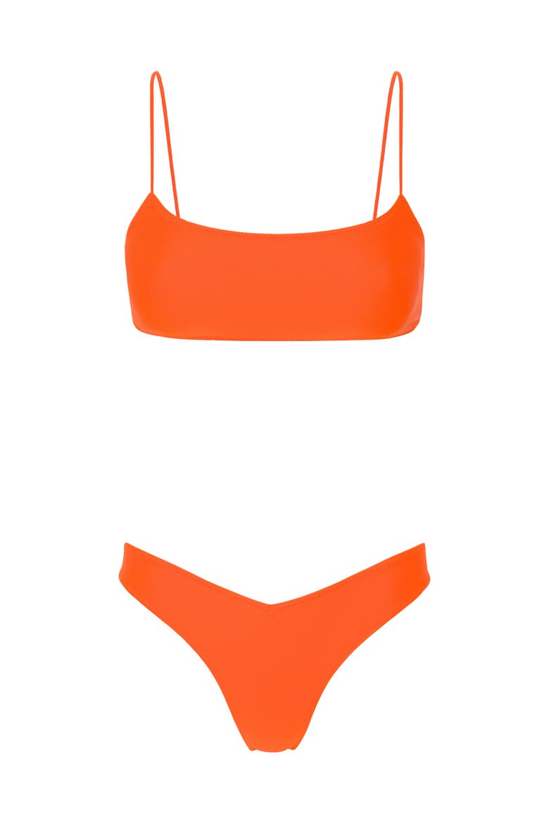 Le Sporty High Leg Cheeky V Front Bikini Bottom, Alternate, color, ORANGE