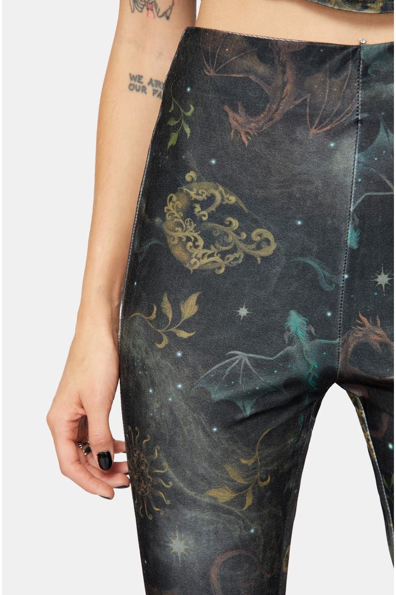 Phoenix Dragon Velour Flare Trouser, Alternate, color, Green