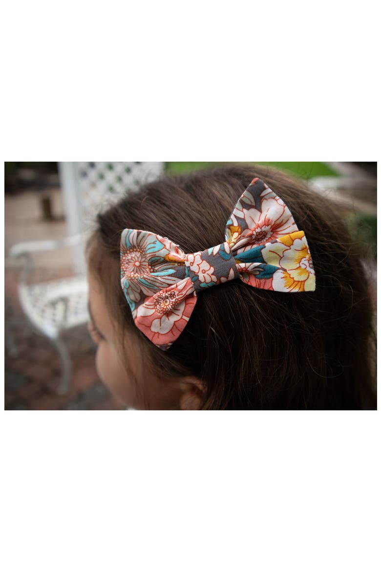 Vintage Floral Small Hair Bow Set, Alternate, color, Yellow Multi
