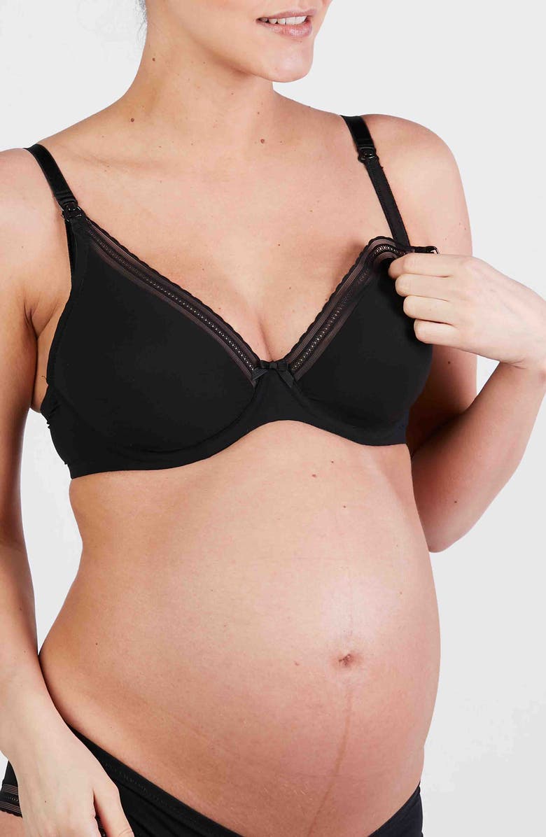 Cache Coeur Milk Maternity and nursing bra, Main, color, Black