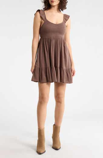 Smocked Flutter Sleeve Minidress