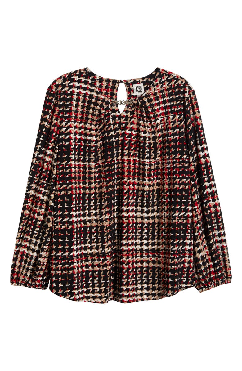 Anne Klein Chain Strap Houndstooth Top, Alternate, color,