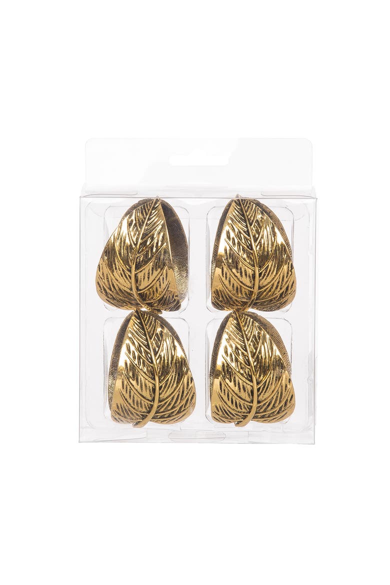 Light Gold Leaf Napkin Rings Set of 4, Alternate, color, Gold