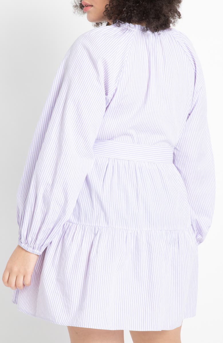 ELOQUII Stripe Long Sleeve Woven Dress, Alternate, color, 