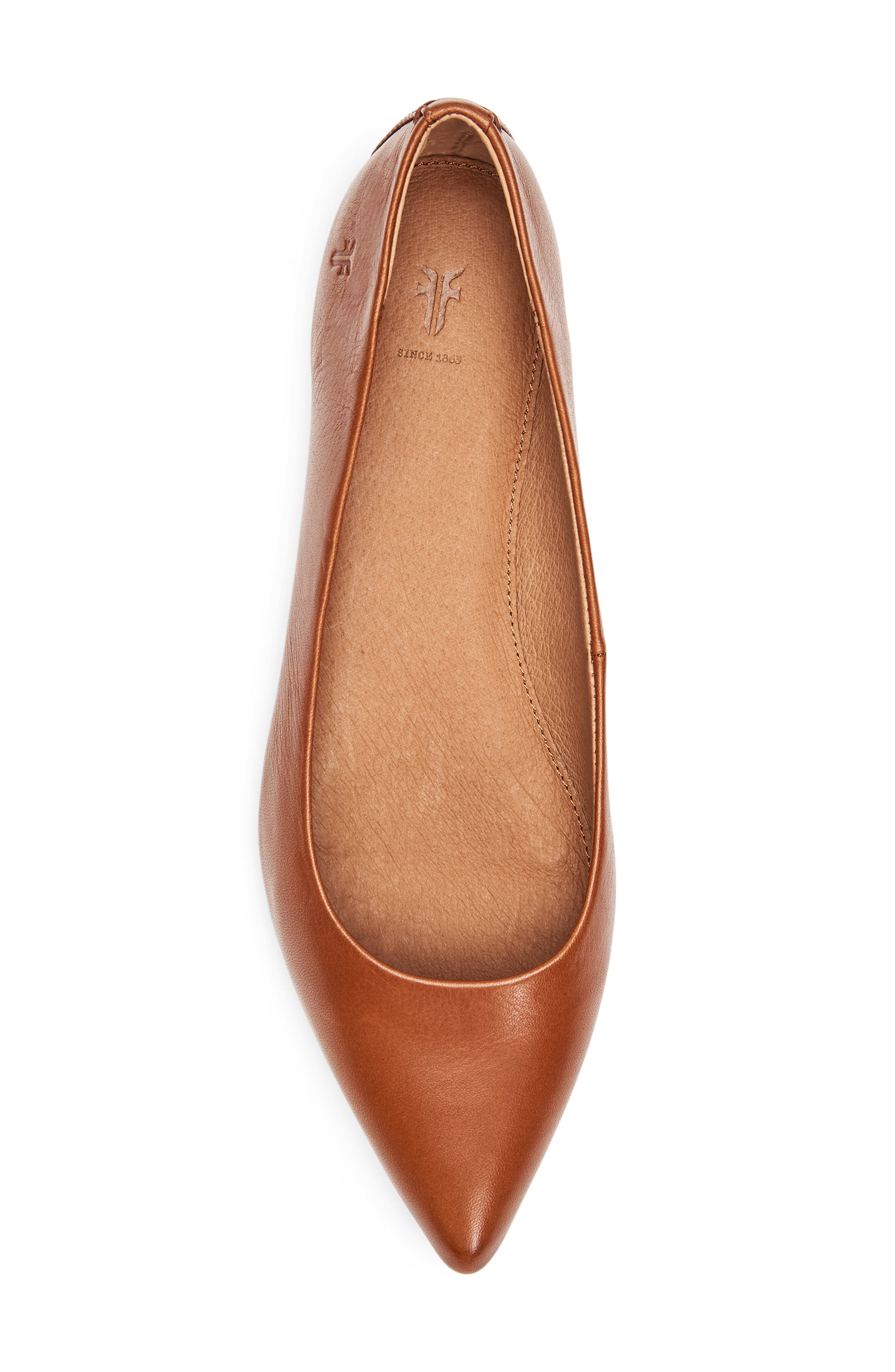 Sienna Pointy Toe Ballet Flat, Alternate, color, SADDLE POLISHED SOFT