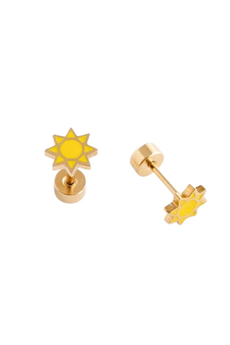 Girls' Sunshine Flatback Stud Hypoallergenic Earrings, Main, color, Yellow