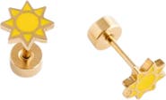 Pip Pop Girls' Sunshine Flatback Stud Hypoallergenic Earrings