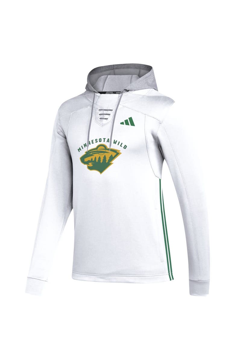 adidas Men's adidas White Minnesota Wild Refresh Skate Lace AEROREADY Pullover Hoodie, Alternate, color, 