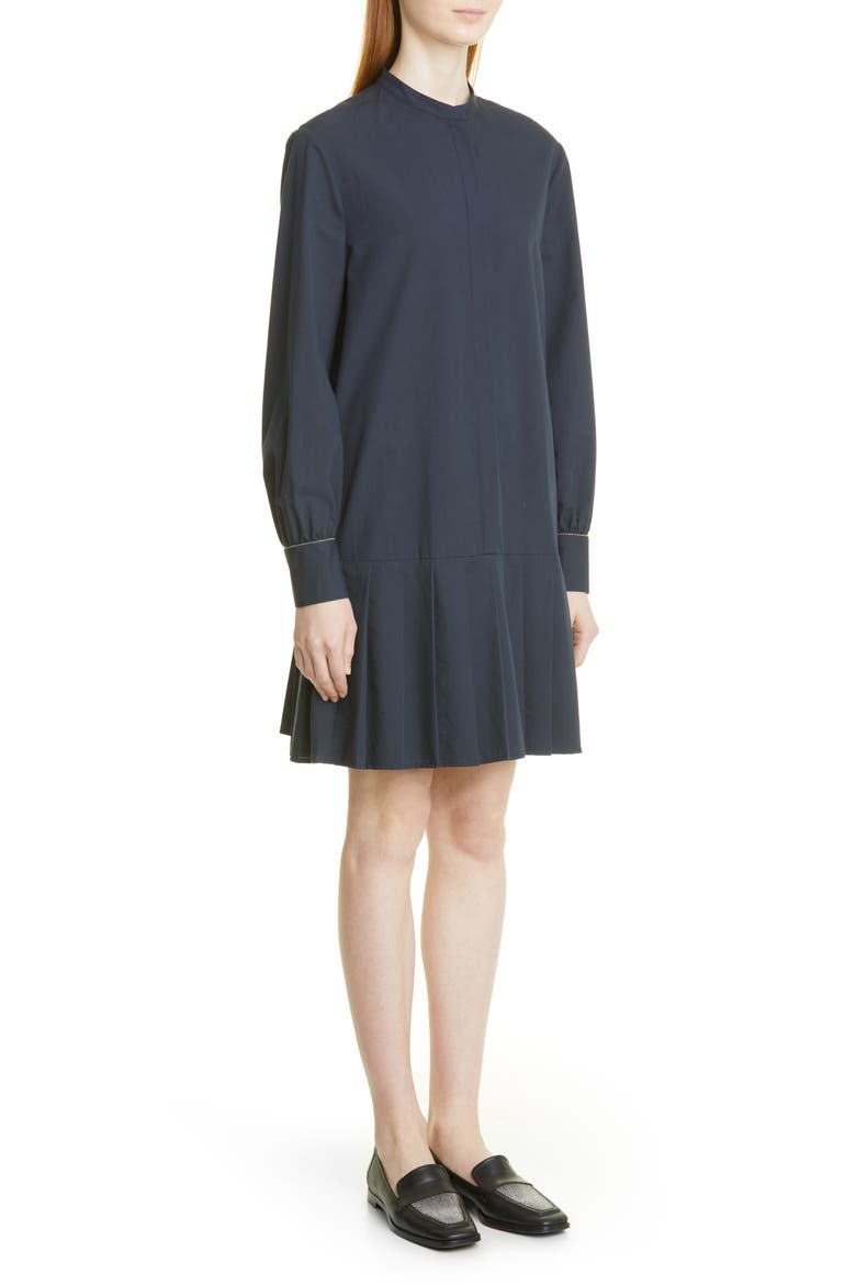 Beaded Cuff Drop Waist Long Sleeve Dress, Alternate, color, BLUE