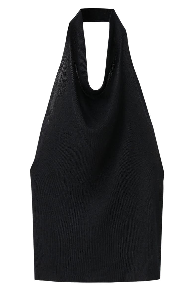 Knit Halter Neck Open Back Top, Alternate, color, BLACK