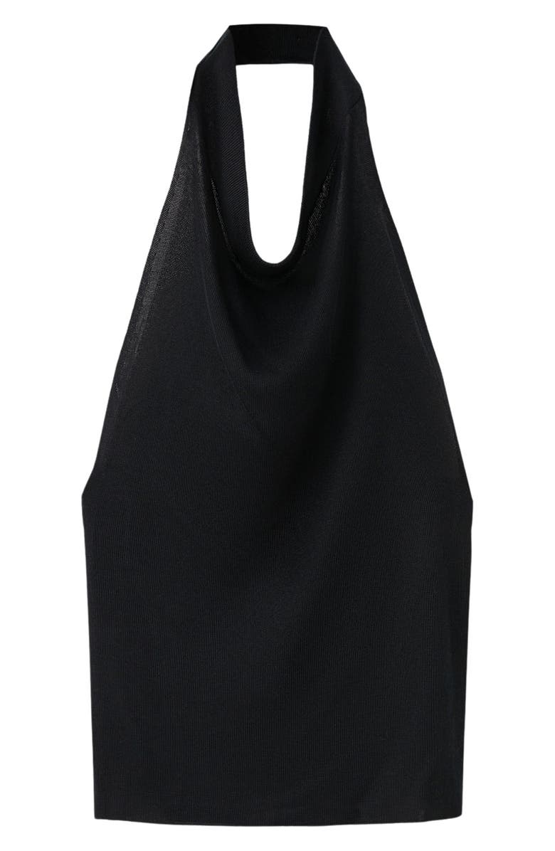 MANGO Knit Halter Neck Open Back Top, Alternate, color, Black