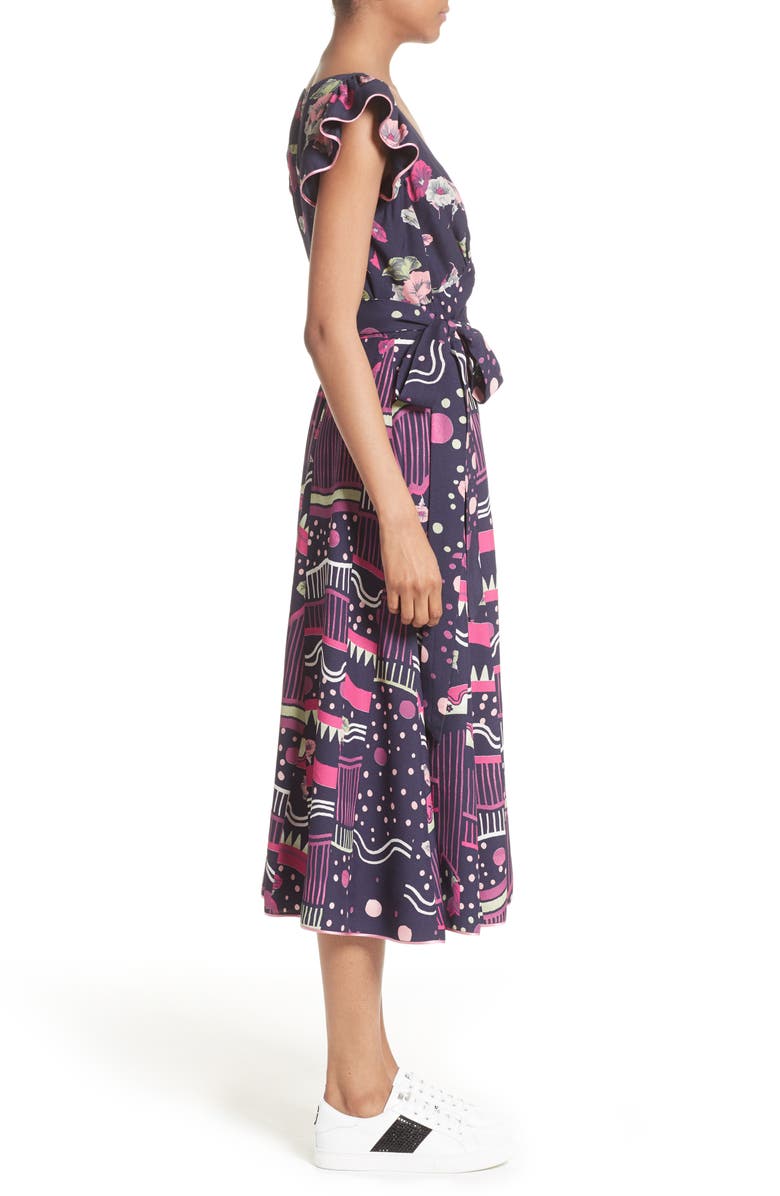 Marc Jacobs Glories Crepe Back Satin Midi Wrap Dress, Alternate, color, 