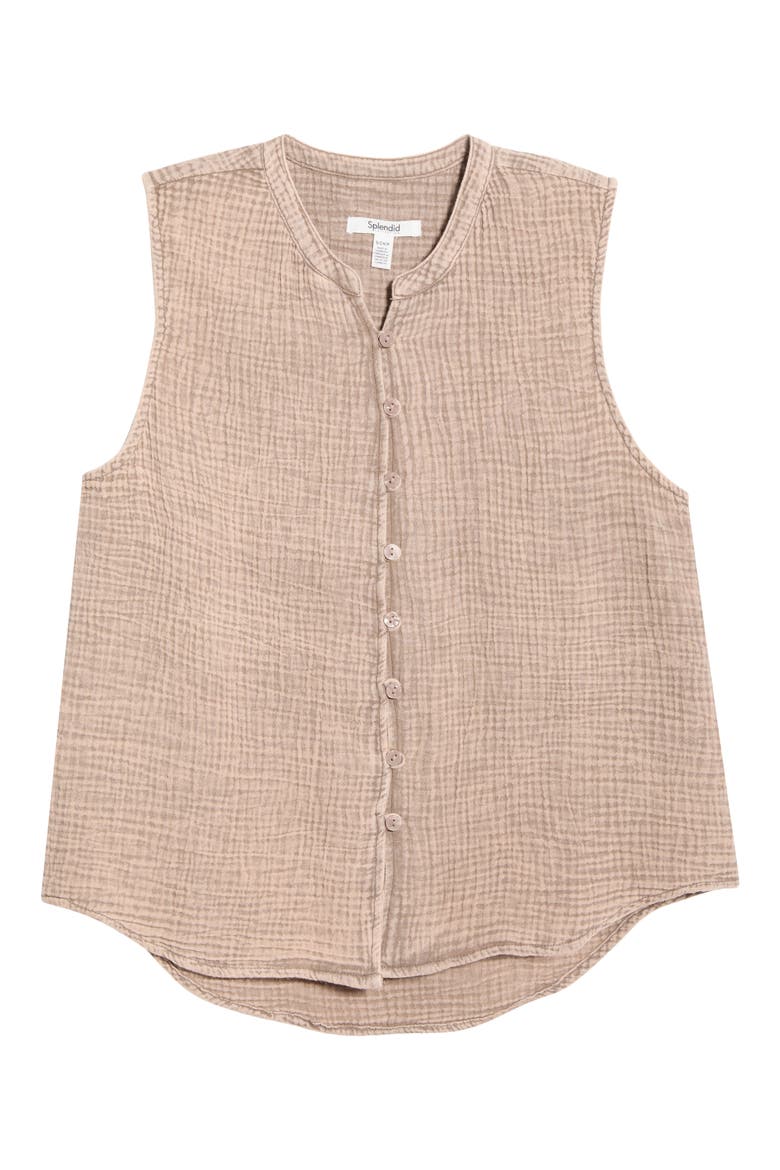 Ava Cotton Gauze Button-Up Tank, Alternate, color, LIGHT WICKER BEIGE