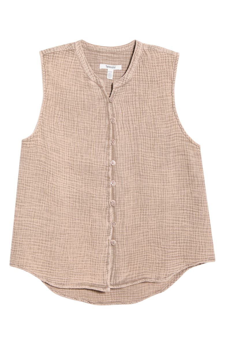 Splendid Ava Cotton Gauze Button-Up Tank, Alternate, color, Light Wicker Beige