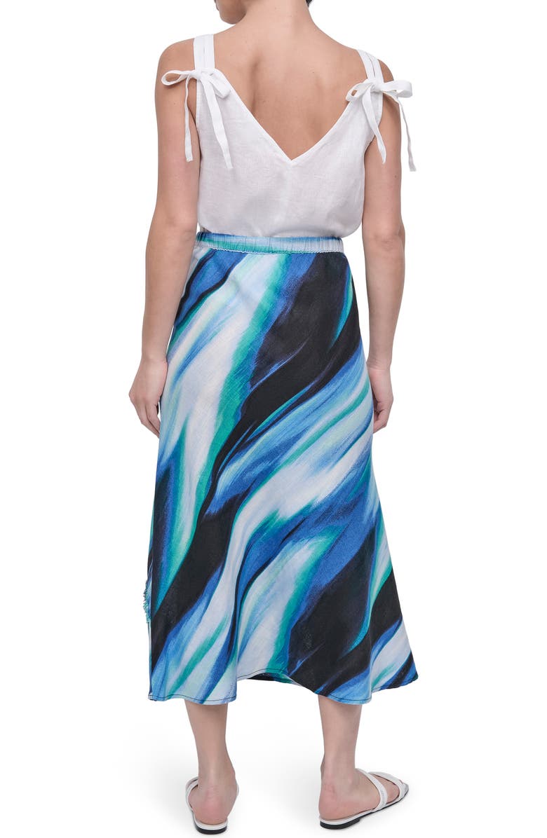 DKNY Print Fray Linen Maxi Skirt, Alternate, color, 