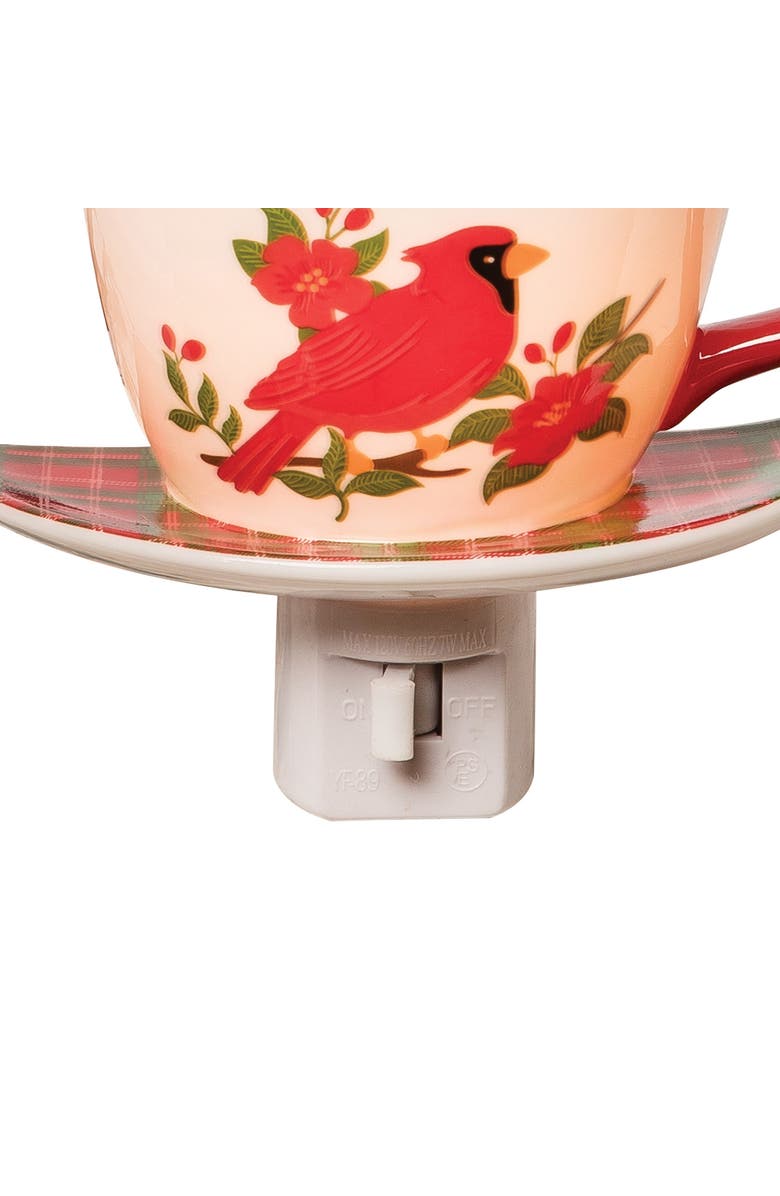 C&F Home Christmas Cardinal Bird Plug-In Teacup Night Light w/ Switch, Alternate, color, White