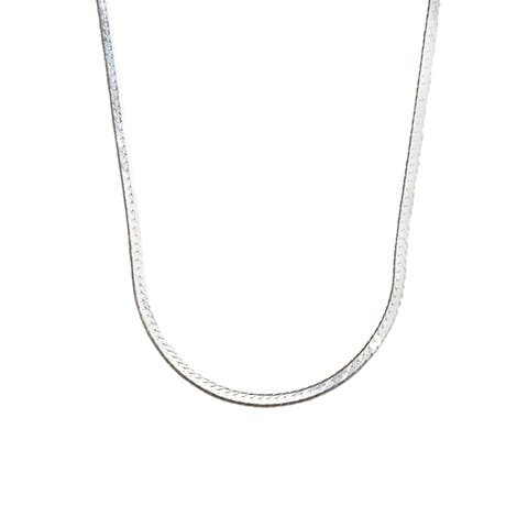 Silver Herringbone Thin Chain Necklace